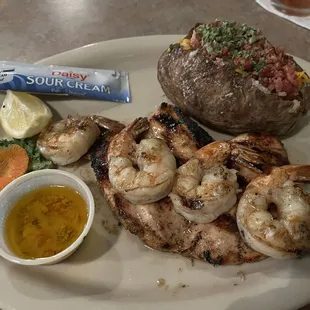 Grilled chicken and shrimp
