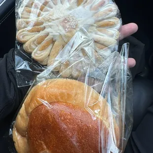 Durian filled pastry &amp; cream filled bread