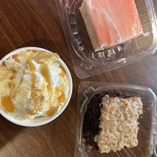 Banana pudding, Guava cake and German chocolate cake ...guava cake is like a heavenly shortcake!