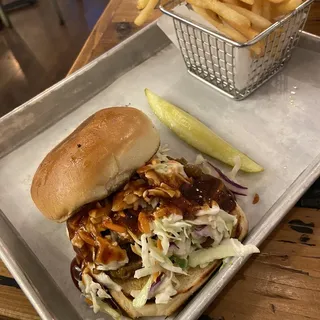 B and B Shredded Pork Sandwich