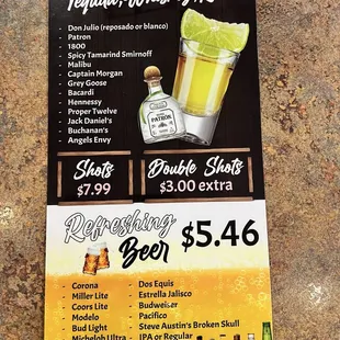 Drink menu