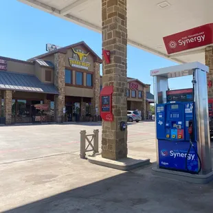 a gas station and gas pump