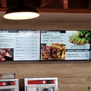 a menu on the wall