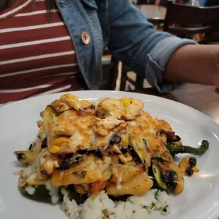 Stuff poblano with chicken