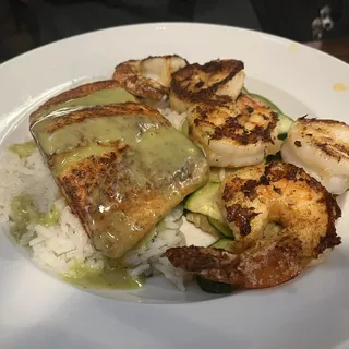 Blackened Salmon and Shrimp