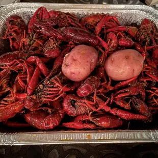 3lbs crawfish to go. Added spice x1. So good!