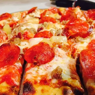 Square cut brick oven pizza