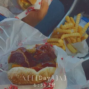 Western burger with onion rings