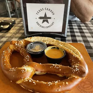 Pretzel with dip great appetizer