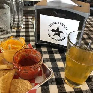 Chips salsa beer cheese... blond ale.  Hit the spot.