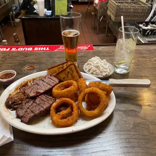 The famous tri tip and brisket combo plate at Texas Cattle BBQ and steakhouse with an 805