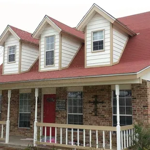 a house with a red roof