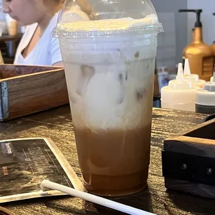 a woman in the background