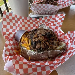 Fully loaded brisket baked potato