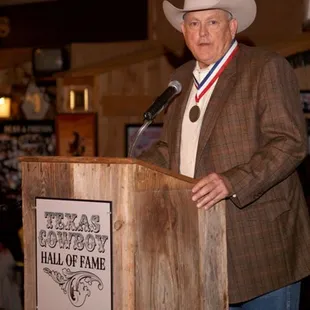 Nolan Ryan (Inductee) during his 2010 induction into Texas Cowboy Hall of Fame.