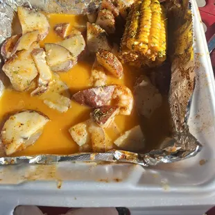 Sauce deep enough to cover some potatoes