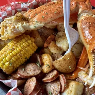 Large Shrimp Tray + a crab cluster with Cajun butter