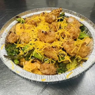 Loaded Mash Potatoes w crispy chicken