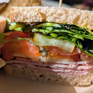 Close up of the Ham and Swiss Sandwich