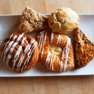 a variety of pastries on a plate