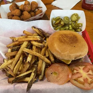 Combo #1 with French Fresh Cut Fries and Fried Mushrooms.