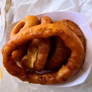 a basket of pretzels and a basket of pretzels