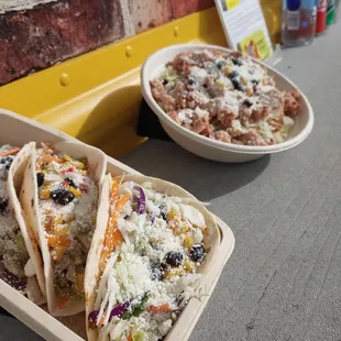 two tacos and a salad