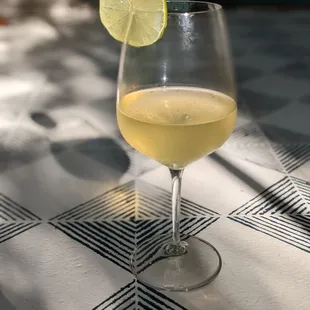 a closeup of a glass of cider