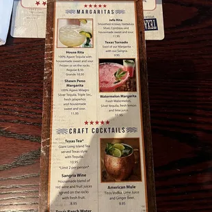 Drink menu side 2