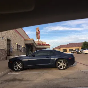 a car parked in a parking lot