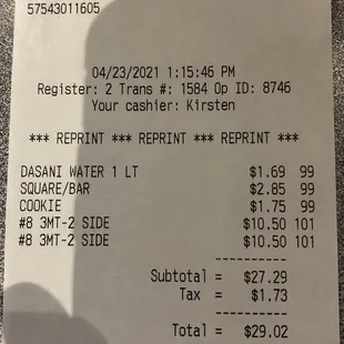 Our receipt