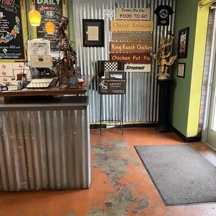 the front counter of the restaurant