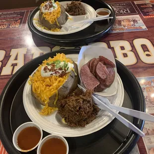 ows two plates of food