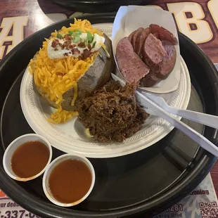 Baker with meat ..... this is the BEST barbecue I've had in a very long time!!