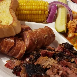 2 Meat Sliced Beef and Jalapeno Cheddar Sausage with Corn &amp; BBQ Stew