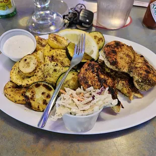 Grilled chicken and grilled vegetables