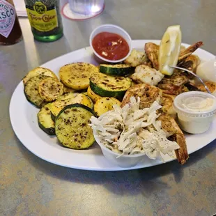 Grilled shrimp and grilled vegetables