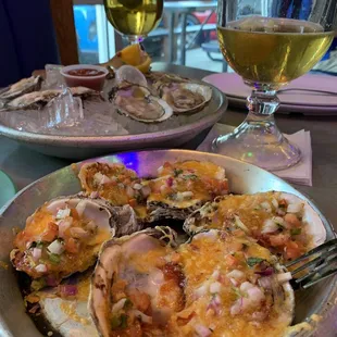 Oysters Laredo and on the half shell.