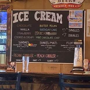 Dessert menu