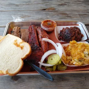 3 meat plate, fatty brisket, pork rib, and sausage...