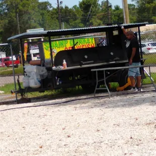 Smoker making the meats