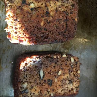 Banana Walnut Bread being caramelized on the grill.