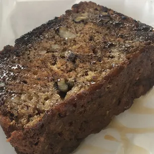 Banana nut bread dessert with Gran Marnier sauce