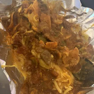 Frito pie mixed up because I was too hungry to wait.