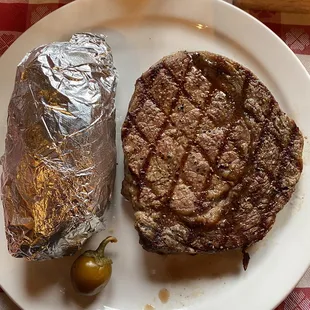Baked Potato and Ribeye