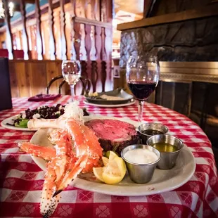 Crab - Prime Rib - Beet Salad - Trout - Glass of Wine