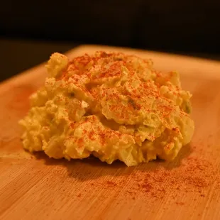 potato salad on a cutting board