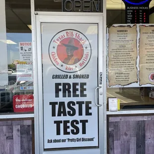 a free taste test sign