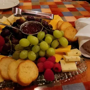 Large cheese and fruit plate