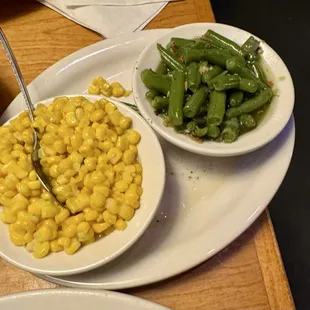 2 sides...buttered corn and green beans...